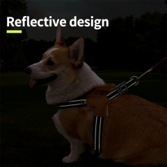 Wholesale Reflective Stripe Leather Dog Harness Sheepskin Fabric