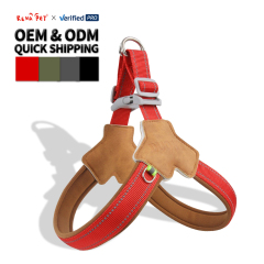 Wholesale Reflective Stripe Leather Dog Harness Sheepskin Fabric