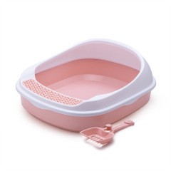 Manufacturer wholesale plastic pink blue cat litter box with shovel