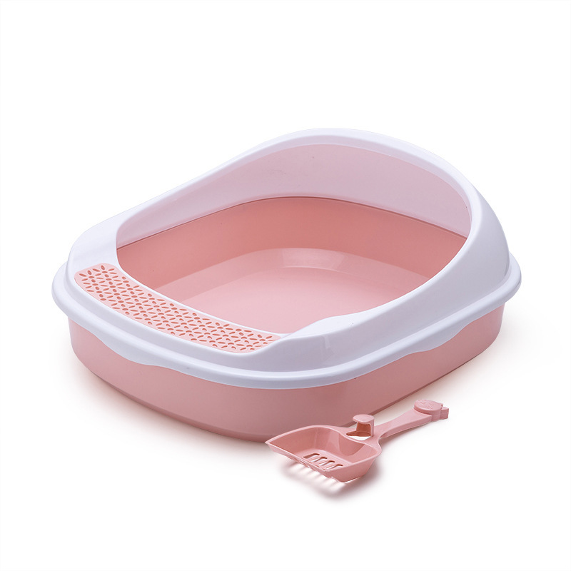 Manufacturer wholesale plastic pink blue cat litter box with shovel