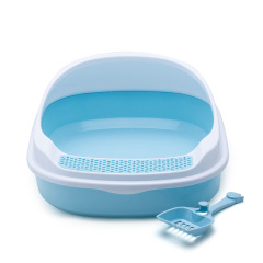 Manufacturer wholesale plastic pink blue cat litter box with shovel