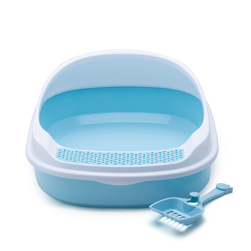 Manufacturer wholesale plastic pink blue cat litter box with shovel