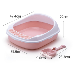 Manufacturer wholesale plastic pink blue cat litter box with shovel