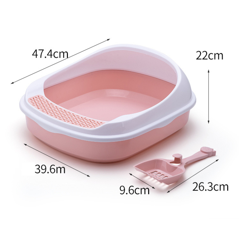 Manufacturer wholesale plastic pink blue cat litter box with shovel