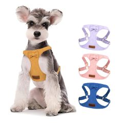 Wholesale Fawn Velvet Custom Logo Dog Collar and Leash Harness Set