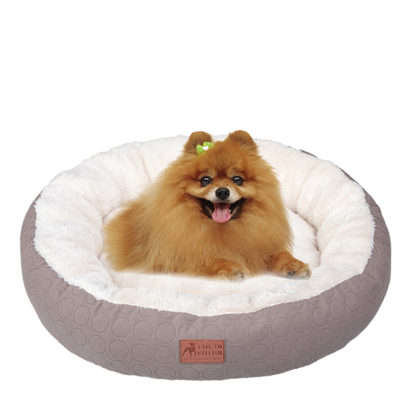 Wholesale Manufacturer Custom Logo Anti-slip Bottom Plush Round Pet Bed Accessories