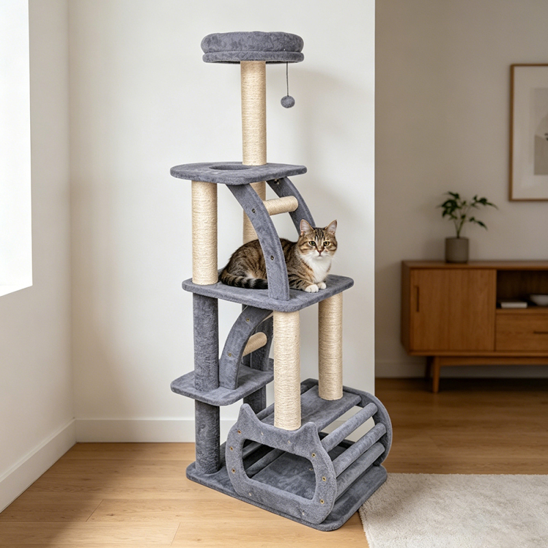 Manufacturer Wholesale High Quality Sisal Wood Stairs Tower Cat Tree House