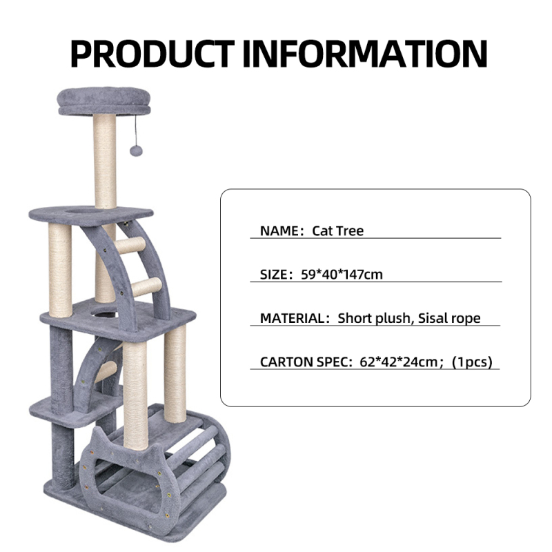 Manufacturer Wholesale High Quality Sisal Wood Stairs Tower Cat Tree House