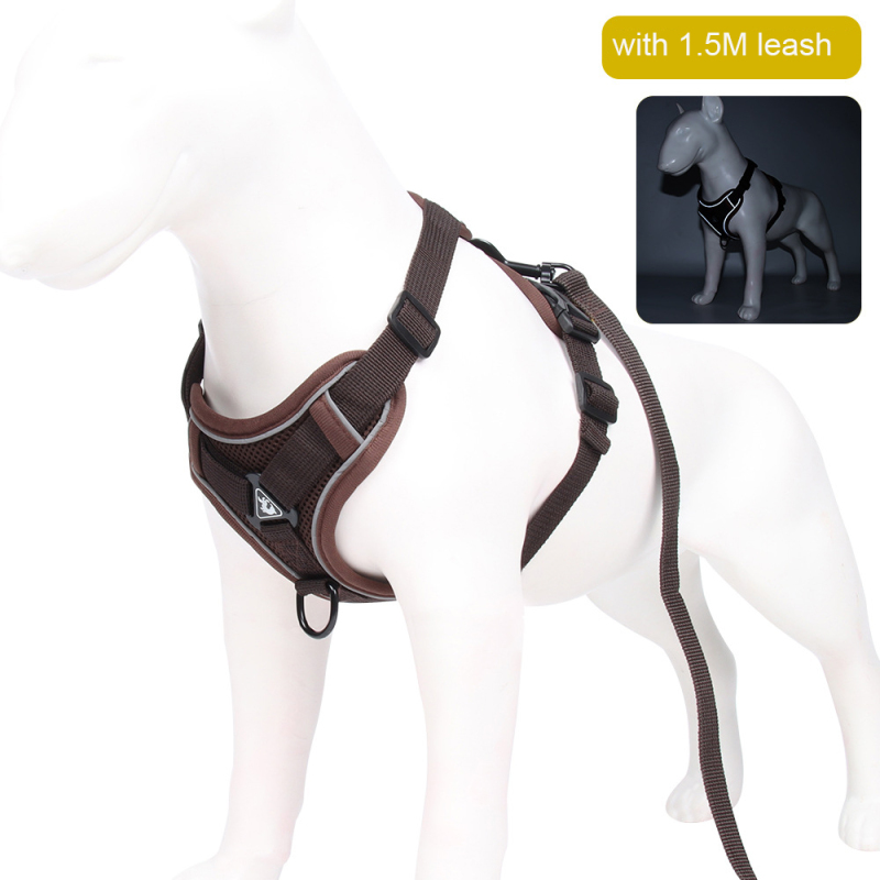 Manufacturer wholesale multi-colors breathable reflective dog harness with leash set