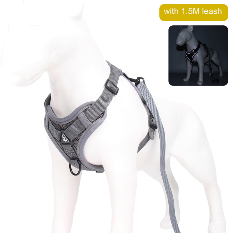 Manufacturer wholesale multi-colors breathable reflective dog harness with leash set