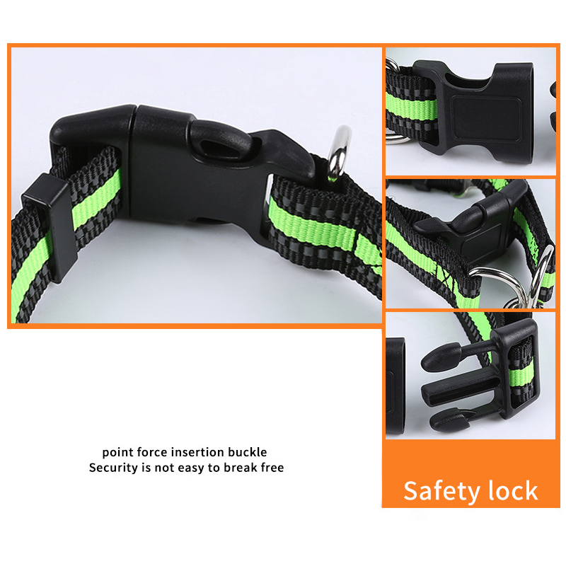 Manufacturer wholesale multi-colors adjustable nylon dog light reflection collar
