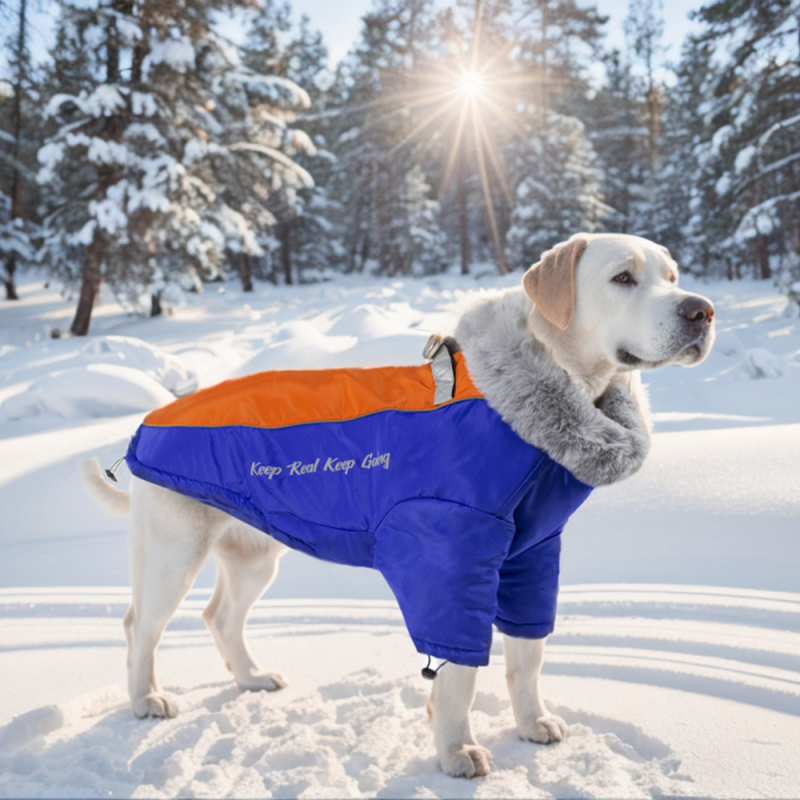 Manufacturer Wholesale Warm Waterproof Dog Coat with Rabbit Fur Collar