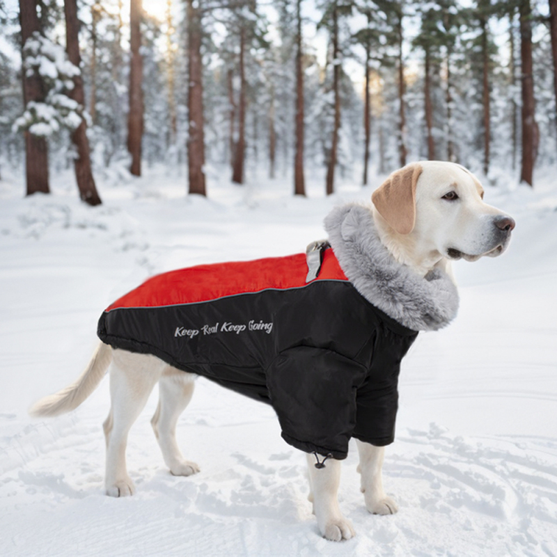 Manufacturer Wholesale Warm Waterproof Dog Coat with Rabbit Fur Collar