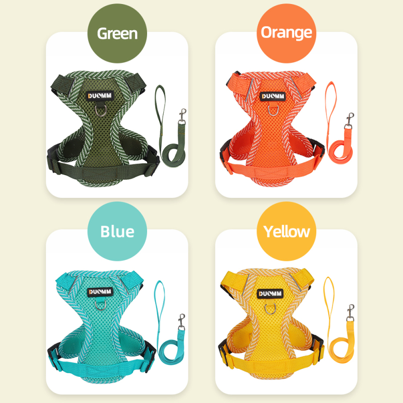 Manufacturer Wholesale Yellow Green Orange Blue Dog Harness With Reflective Stripe