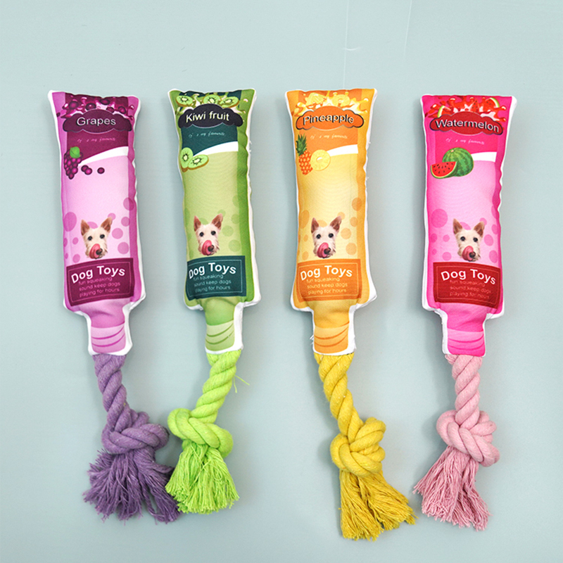 Manufacturer wholesale bite-resistant fruit design rope dog chewing toy