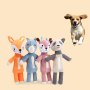 Manufacturer wholesale short plush squeaky panda fox deer rhino dog chewing toy
