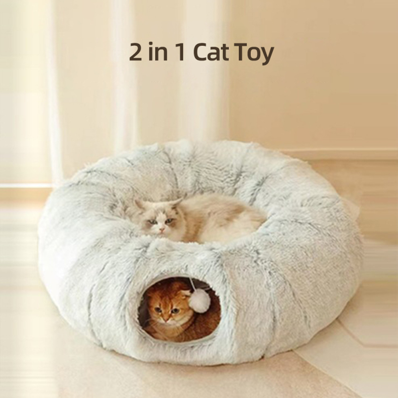 Manufacturer Wholesale Plush Foldable Collapsible Round Cat Tunnel
