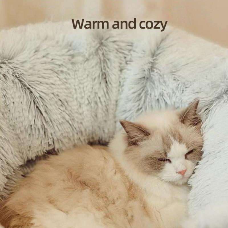 Manufacturer Wholesale Plush Foldable Collapsible Round Cat Tunnel