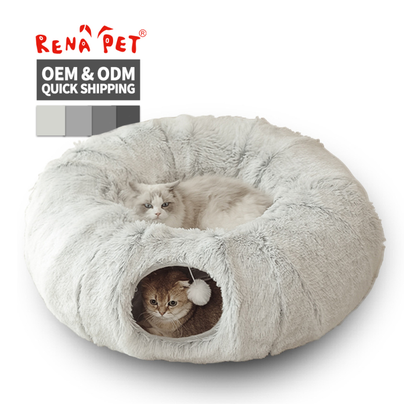 Manufacturer Wholesale Plush Foldable Collapsible Round Cat Tunnel
