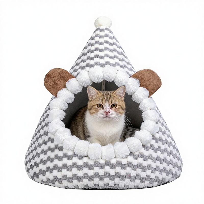 Manufacturer Wholesale Custom Logo Warm Cute Pet Product Cat House Bed