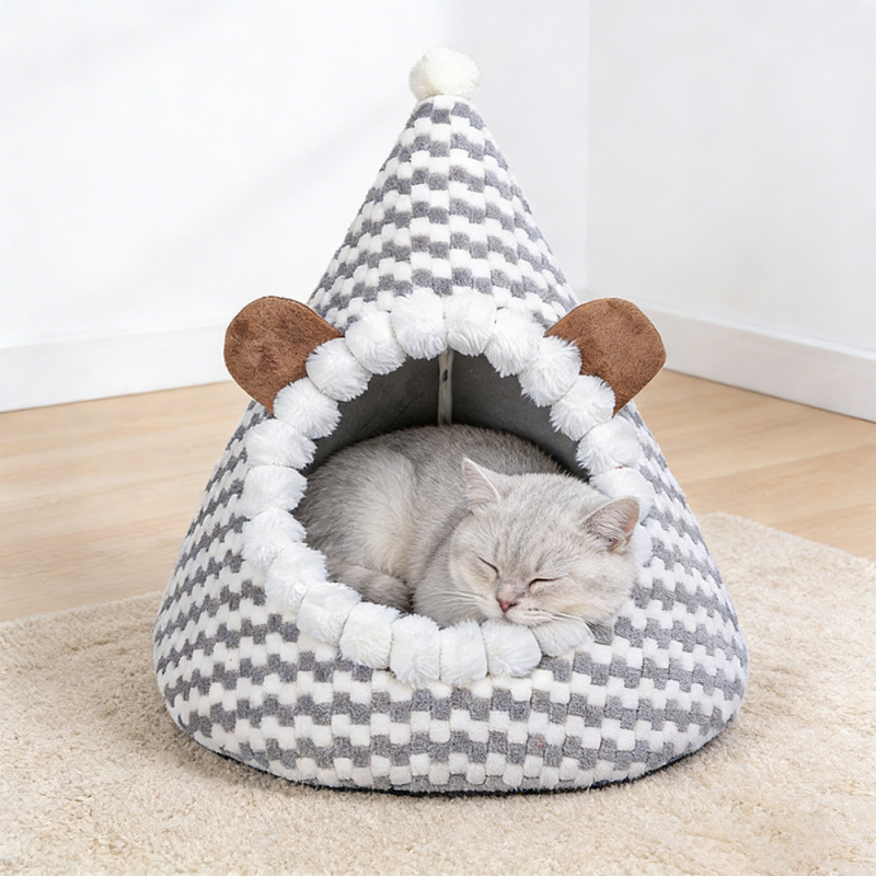 Manufacturer Wholesale Custom Logo Warm Cute Pet Product Cat House Bed