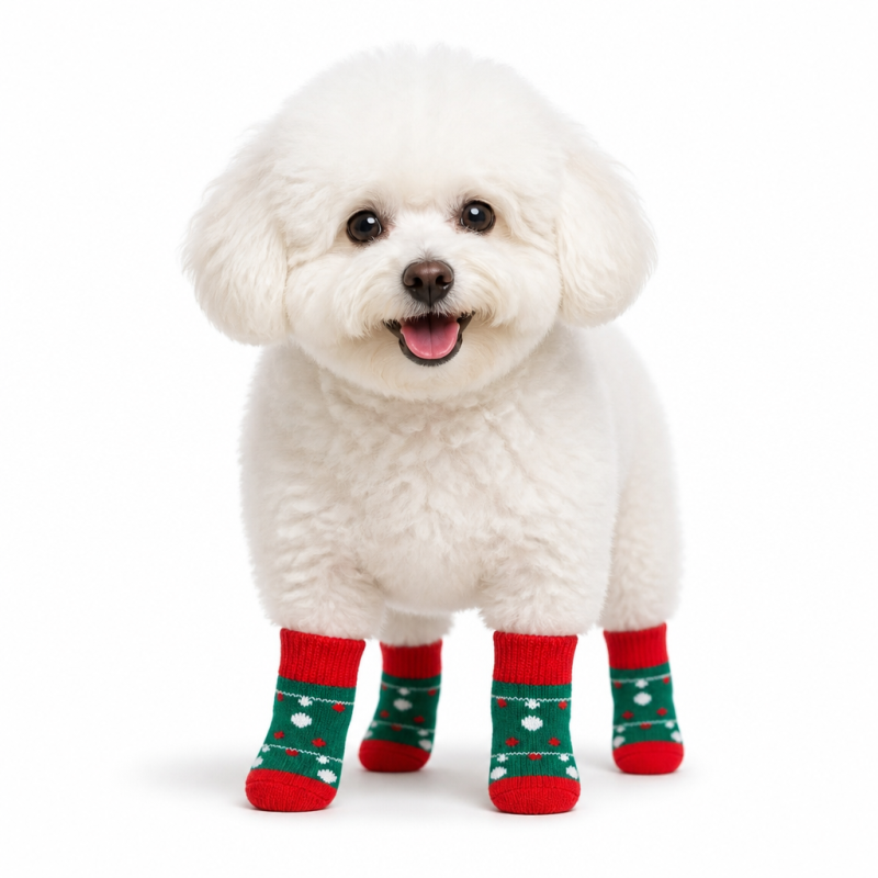 Wholesale Customized Christmas Non Slip Pet Dog Socks