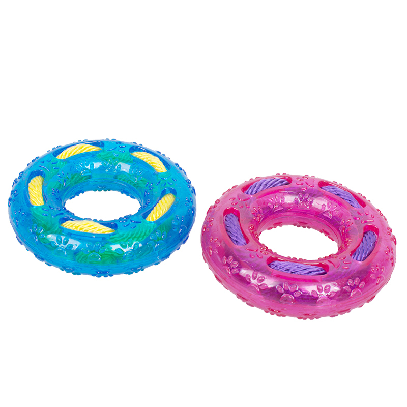 Manufacturer wholesale chew tough blue pink pet dog tpr round toys