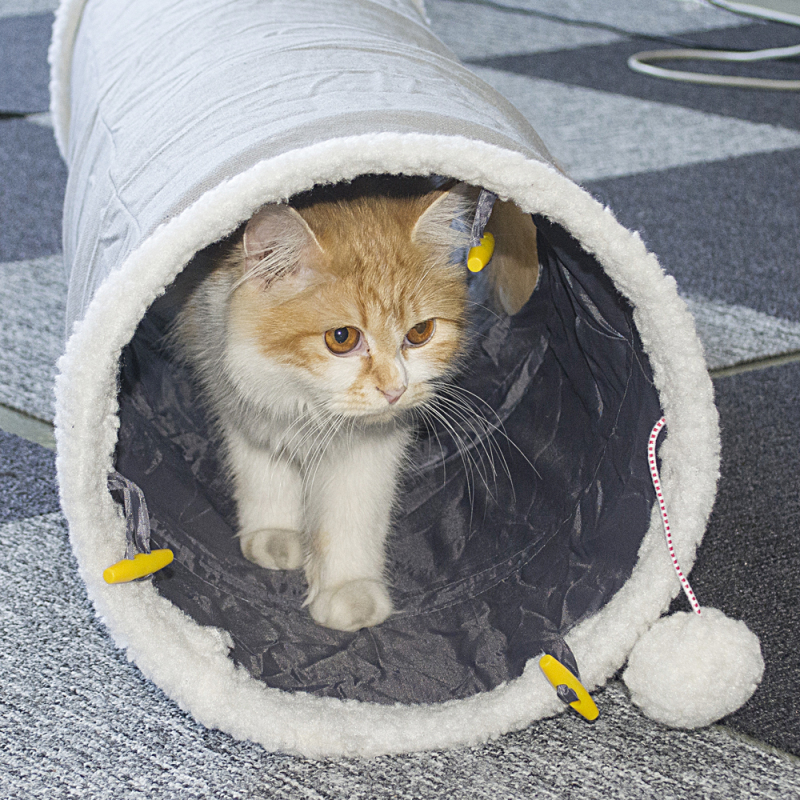 Grey color collapsible hot sale cat tunnel custom logo