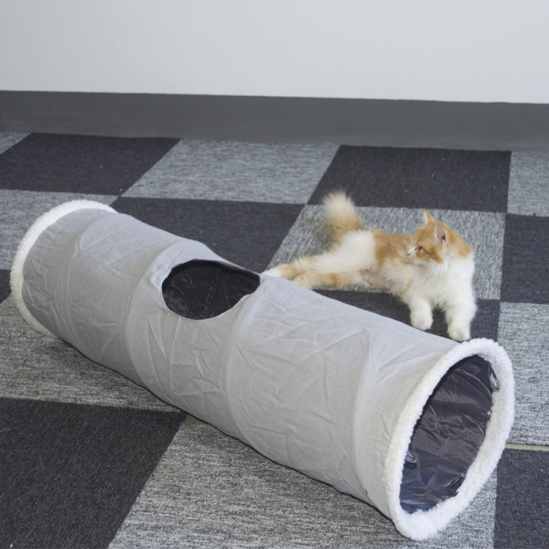 Grey color collapsible hot sale cat tunnel custom logo