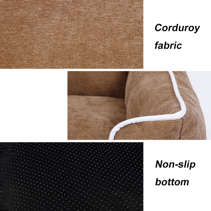 Manufacturer wholesale washable detachable non-slip bottom dog bed brown grey