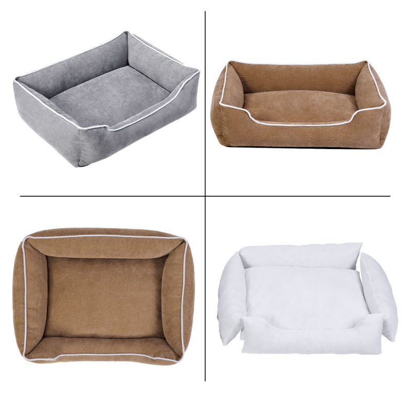 Manufacturer wholesale washable detachable non-slip bottom dog bed brown grey