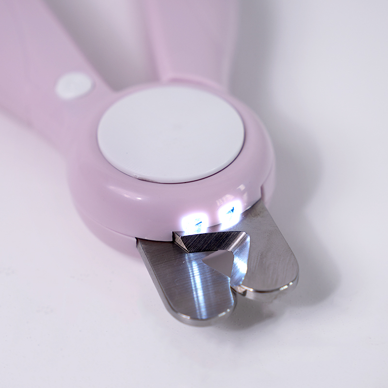 Manufacturer wholesale pink white blue battery dog nail clippers with led light