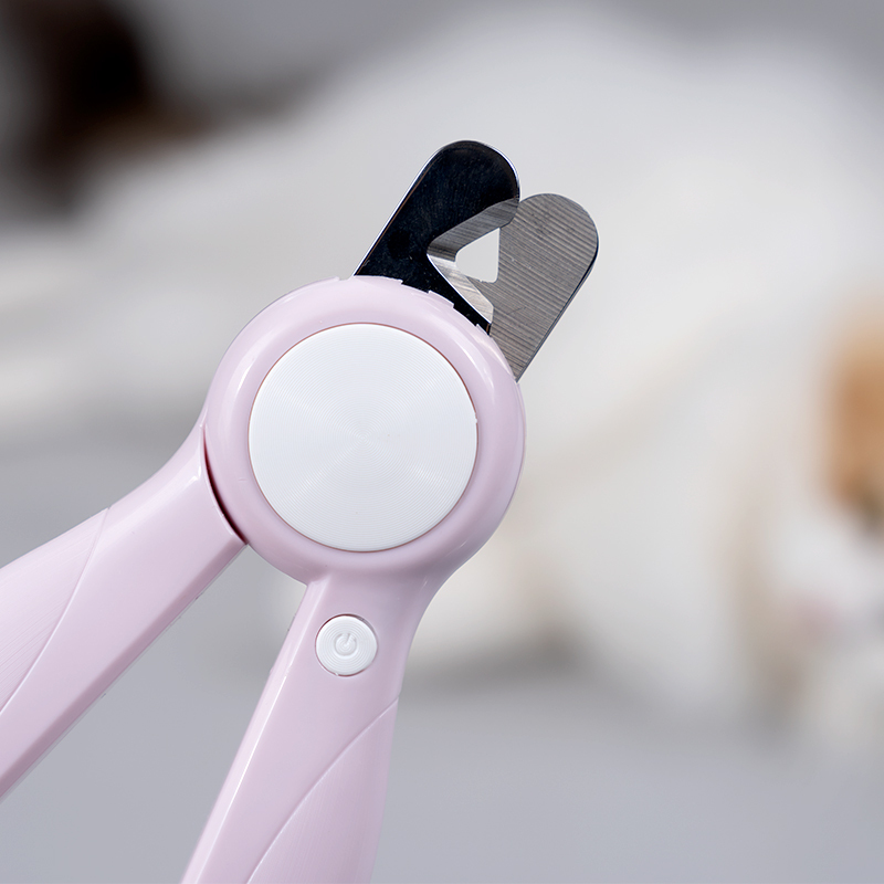 Manufacturer wholesale pink white blue battery dog nail clippers with led light