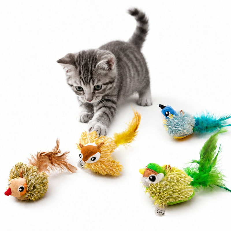 Wholesale Bird Design Catnip Squeaky Plush Feather Cat Toys