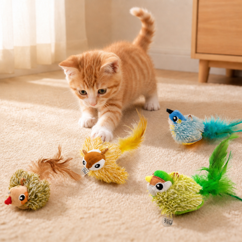 Wholesale Bird Design Catnip Squeaky Plush Feather Cat Toys