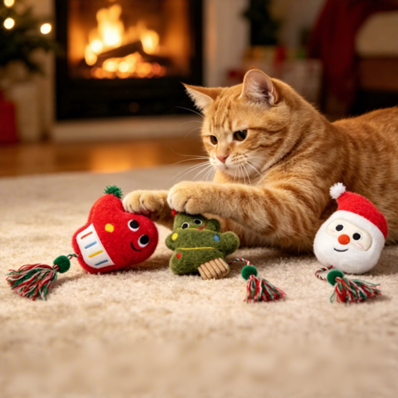 Wholesale Custom Logo Plush Catnip Christmas Cat Toy