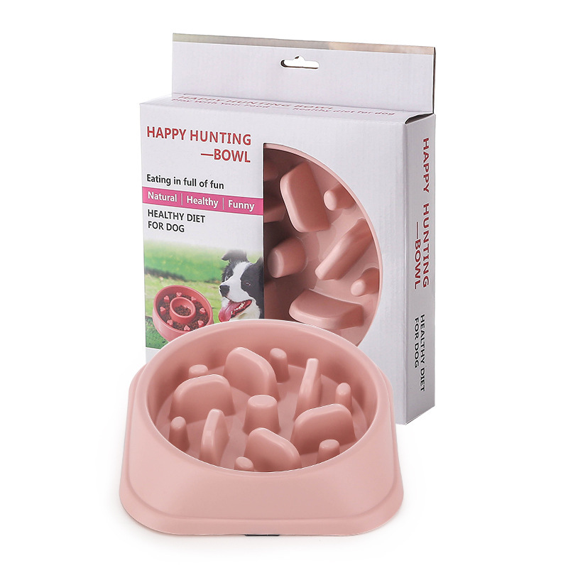 Manufacturer wholesale packed in color box portable plastic slow feeder dog bowl