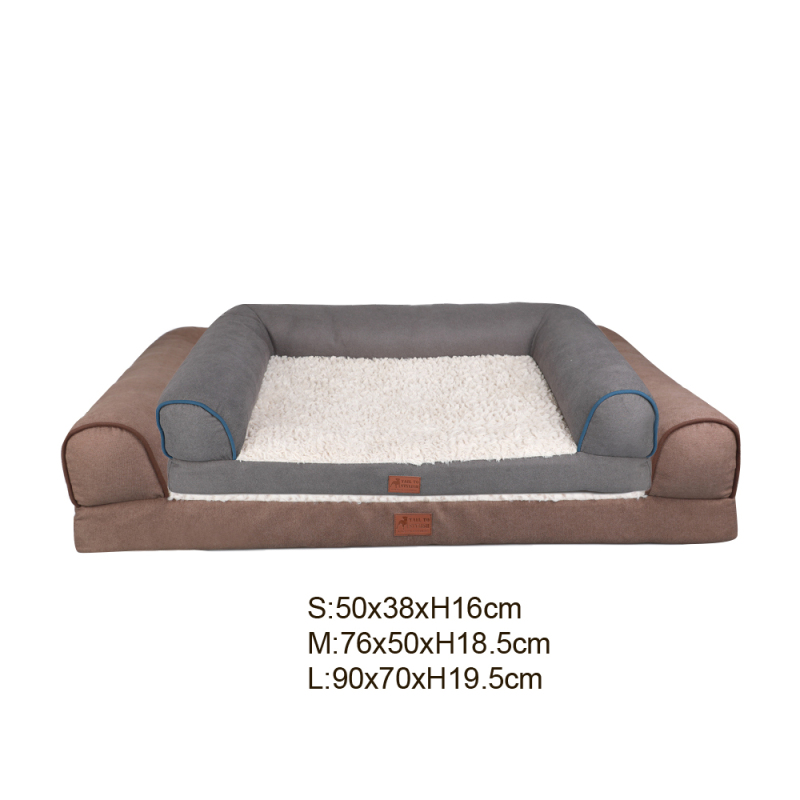Manufacturer wholesale custom logo grey brown dog sofa bed orthopedic foam