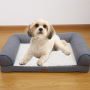 Manufacturer wholesale custom logo grey brown dog sofa bed orthopedic foam