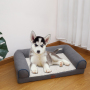 Manufacturer wholesale custom logo grey brown dog sofa bed orthopedic foam