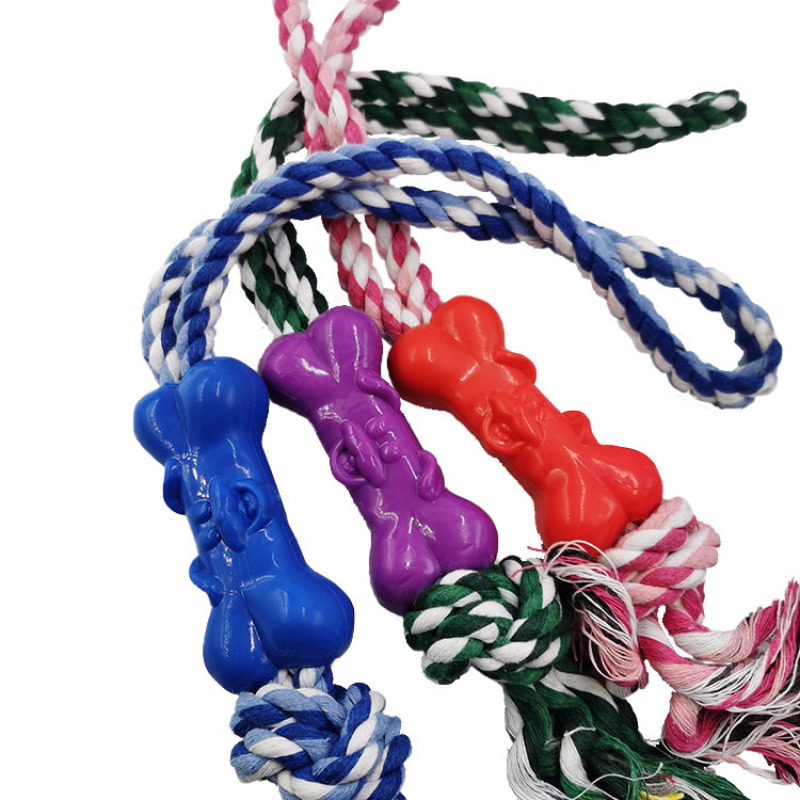 Manufacturer wholesale chew blue pet dog tpr cotton rope toys set