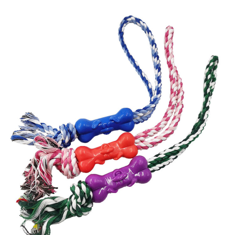 Manufacturer wholesale chew blue pet dog tpr cotton rope toys set