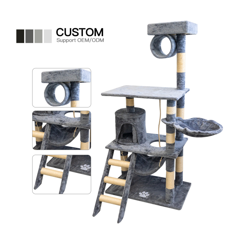Manufacturer Wholesale Sisal Grey Pet Product Cat Tree Tower