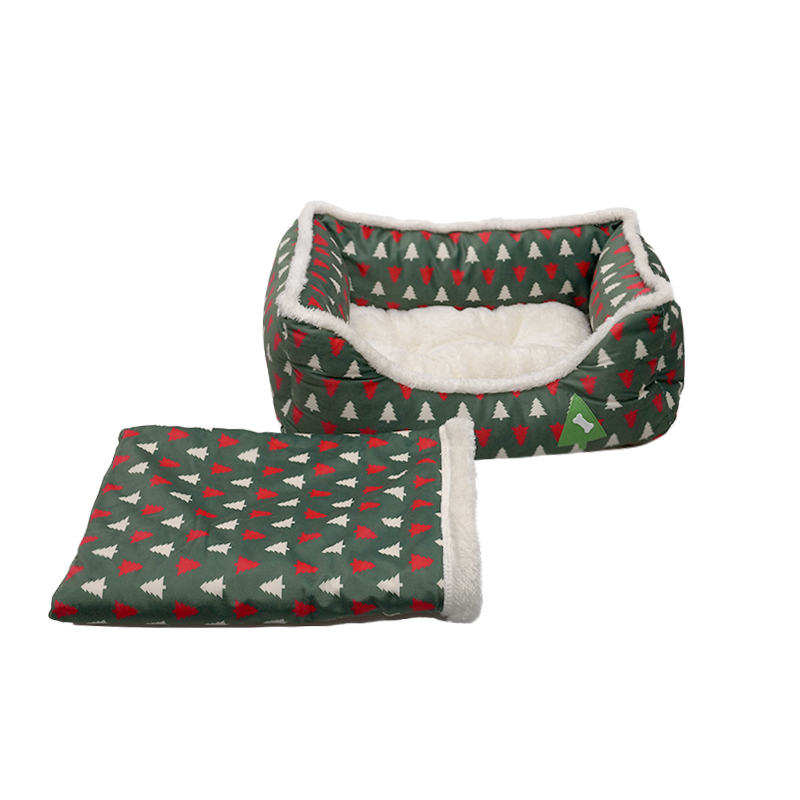 Manufacturer wholesale christmas tree design green dog blanket bed