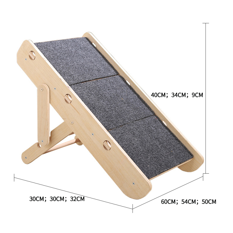 Manufacturer Wholesale Height Adjustable Foldable Wooden Stairs Dog Cat Scratcher Ramp
