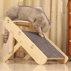 Manufacturer Wholesale Height Adjustable Foldable Wooden Stairs Dog Cat Scratcher Ramp