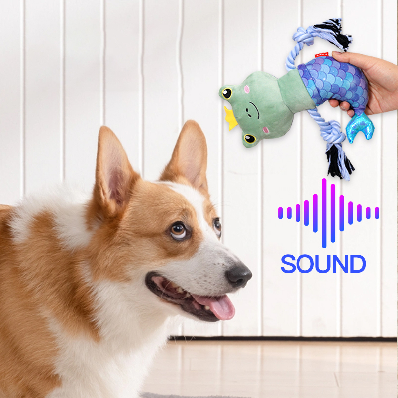 Manufacturer wholesale mermaid shape short plush squeaky dog chewing toy