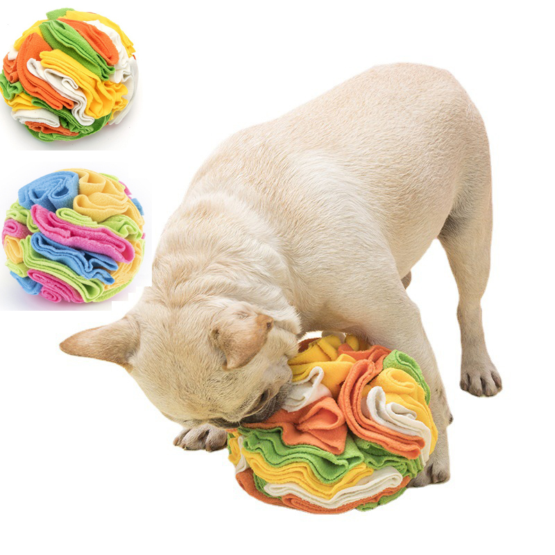 Manufacturer wholesale multi-colors chew dog snuffle plush ball toy