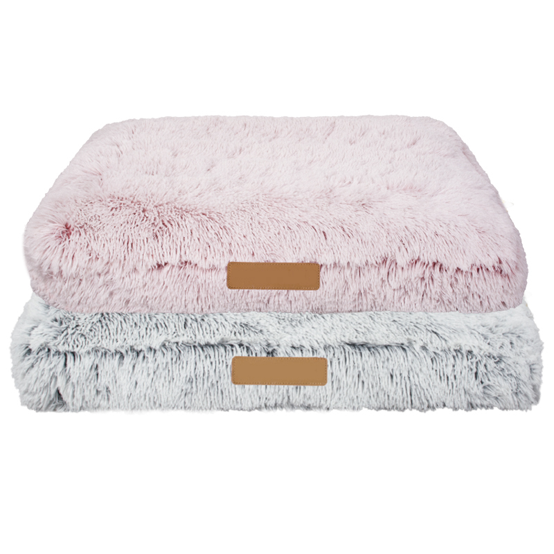 Manufacturer wholesale memory foam pink grey warm dog plush cushion bed
