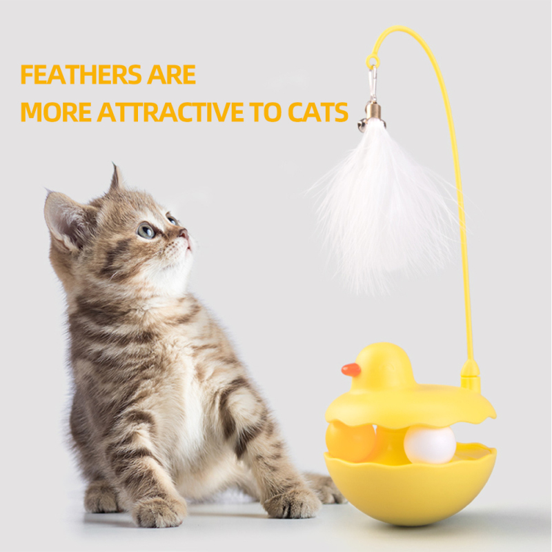 Wholesale Detachable Feather Interactive Pet Supplier Cat Tumbler Toy